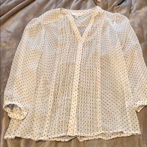 shear blouse with black polka dots